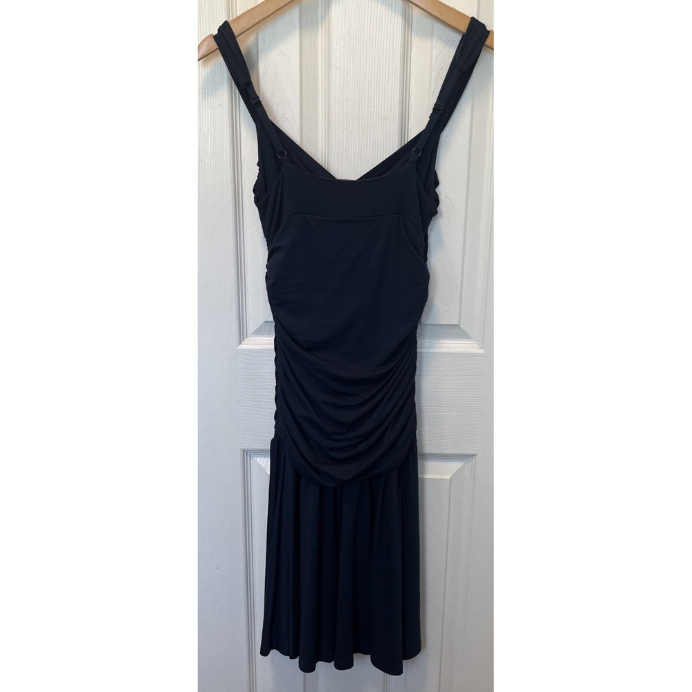 VTG Y2K Bebe Women’s Ruched Side Bodycon Dress Navy Blue Size Small Made In USA - Picture 6 of 16